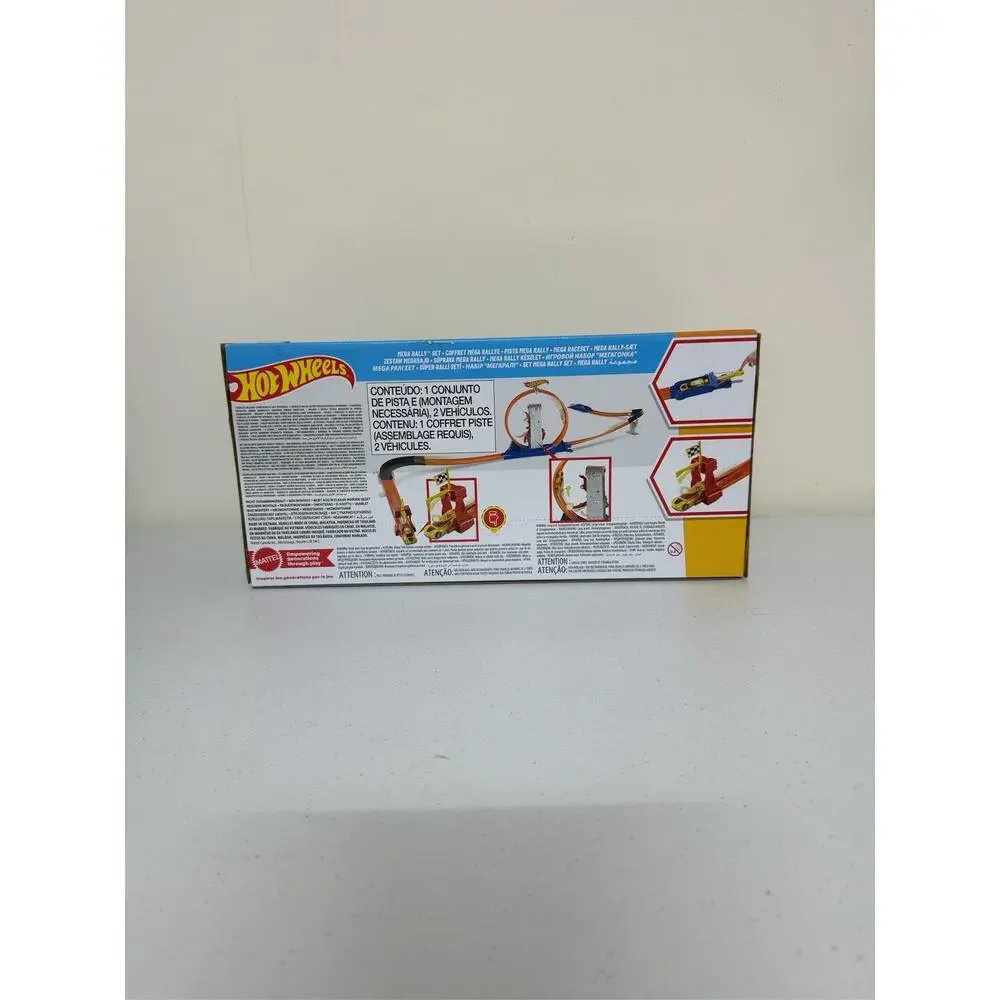 Mattel Wheels Action Mega Rally Set Stunt Track with 2 Diecast Cars